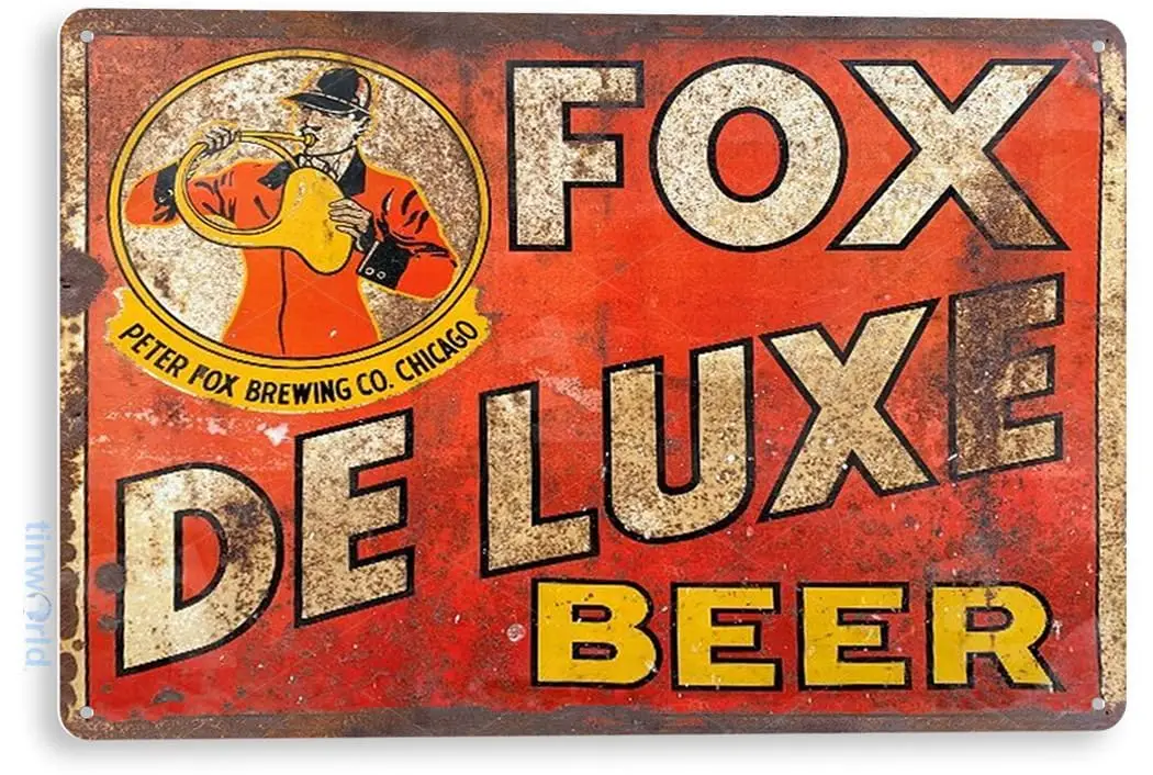Tinworld Tin Sign Fox Beer Sign Retro Rustic Bar Pub Sign Beer Liquor Metal Sign Decor D317 sign