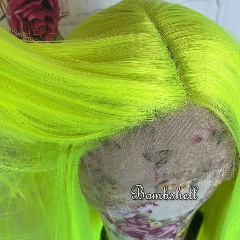 

Bombshell Tender Green Straight Synthetic 13x4 Lace Front Wigs Glueless High Quality Heat Resistant Fiber Hair For Fashion Women