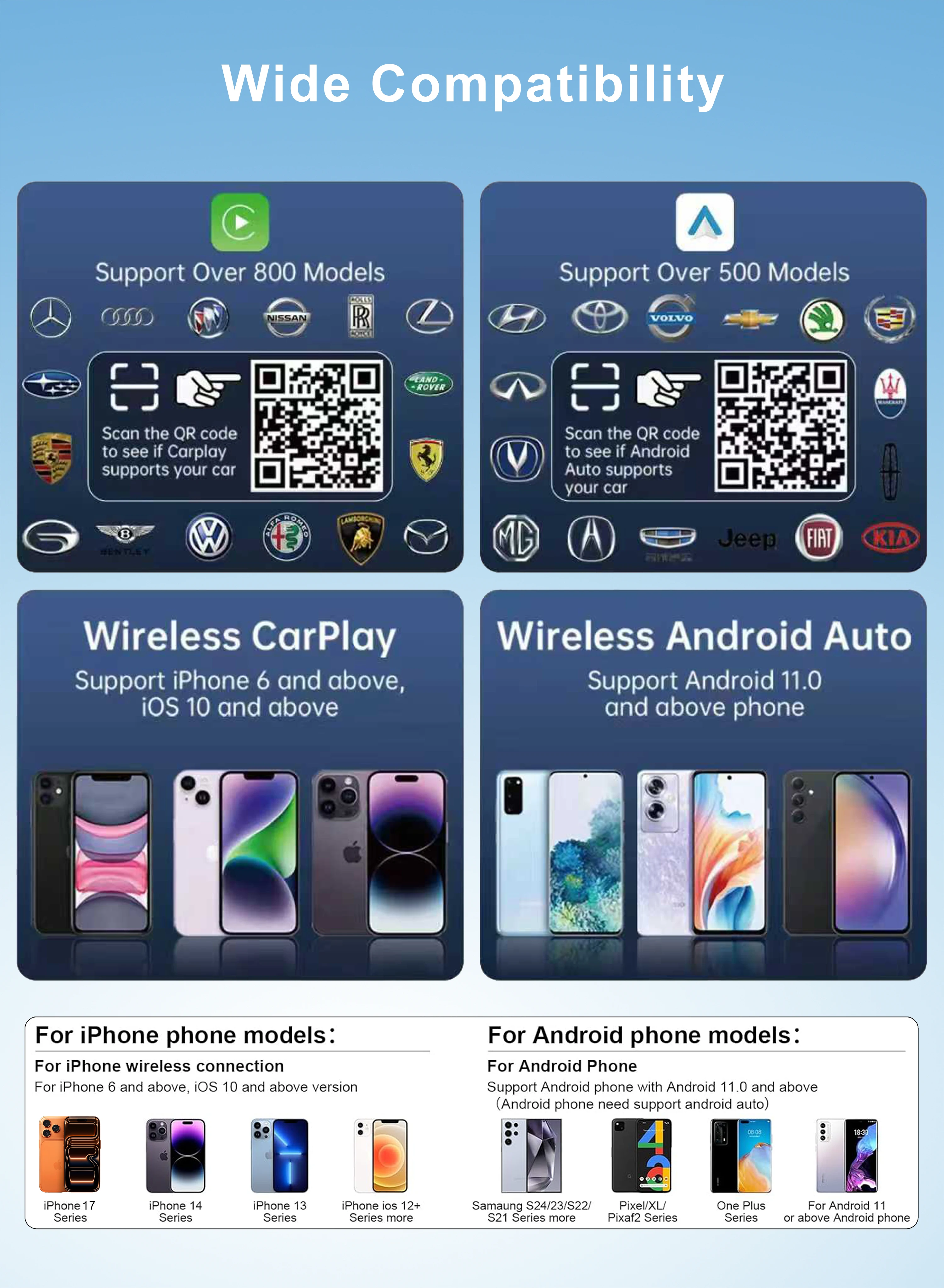 2026 CarPlay AI Box Android 12.0 Android Auto Беспроводной адаптер CarPlay 2,4 + 5GGPS 8G 64G FOTA Обновление Встроенный вентилятор с HDMI