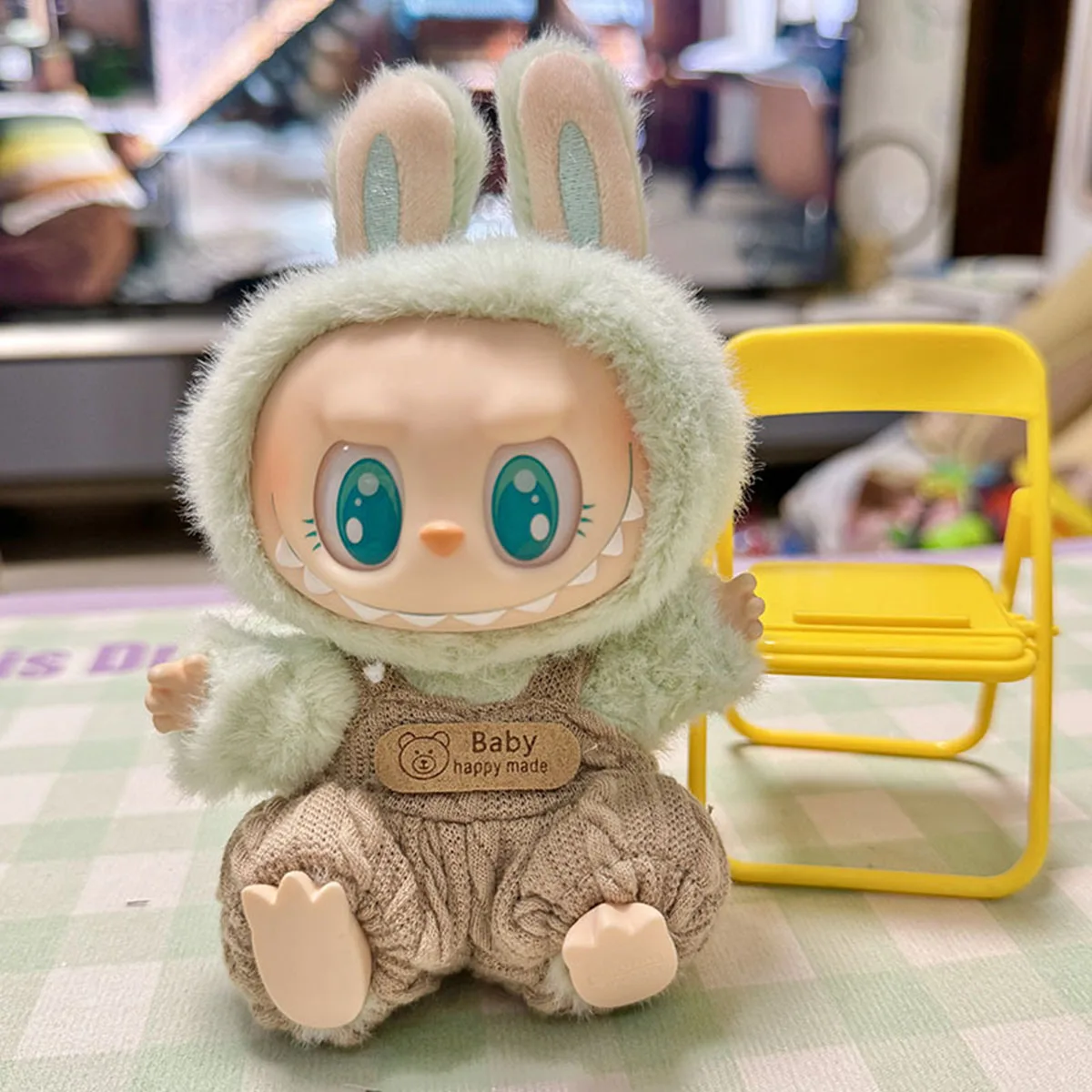

For Labubu Doll Clothing Set Accessories V2 V1 Jumpsuit Brown Bear Bubble Overalls Girl Gift