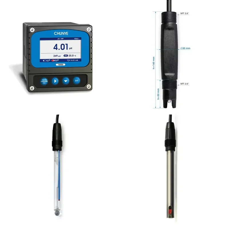 CE Certified pH Electrode Probes and Transmitters with 4-20mA RS485 Output Signal Relay Control Trend History Chart