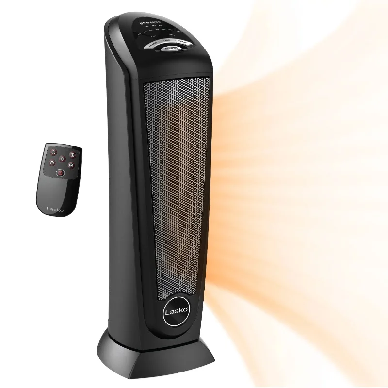 

Lasko 1500W Oscillating Ceramic Tower Electric Space Heater with Remote, CT22410, Black