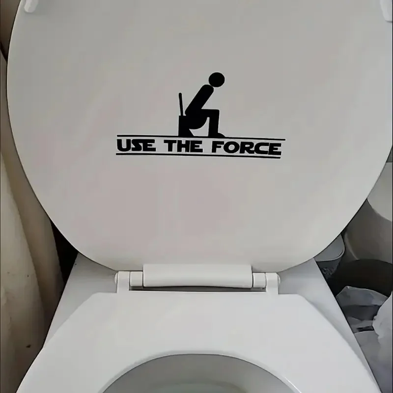 

Funny Slogan in Toliet USE THE FORCE Self-Adhesive Toilet Stickers,Wall Decal Removable, Reusable Vinyl for Toilet Lid