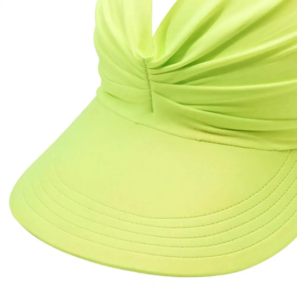 Sport Hat Women’s Sport Sun Visor Hat with Upf 50 Uv Protection Sweat-wicking Fabric Open-top Design Wide Brim Ponytail Beach