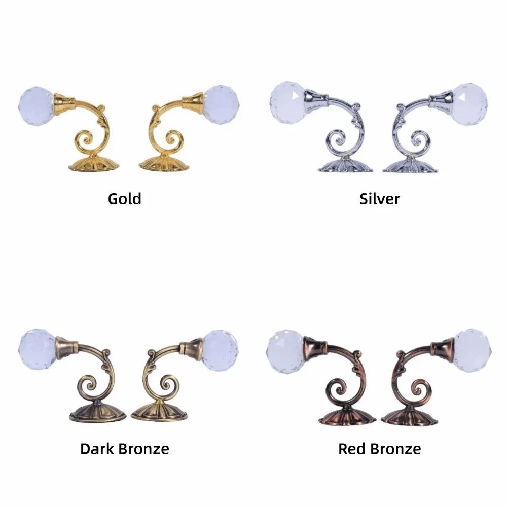 2 PCS Aluminum Crystal Curtain Hook Colorful Multi-functional Drapery Tie Back Hook Retro Style Wall Mounted Towel Hook