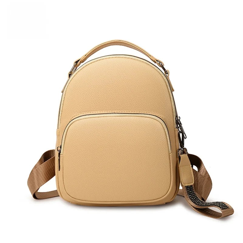 Fashionable Soft Leather Rivet Backpack Casual Women's Double Shoulder Bag  Style Bookbag Crossbody Bag for Traveling