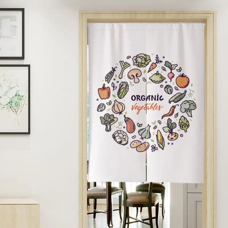 Organic Vegetable Half Curtain Kitchen Half Curtain Partition No Punching for Home Decor Door Curtain Japanese Noren Style