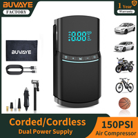 BUVAYE Wired&Wireless Dual Use Air Compressor Portable Tire Inflator With Power Bank 150PSI Electric Air Pump For Car Motorcycle