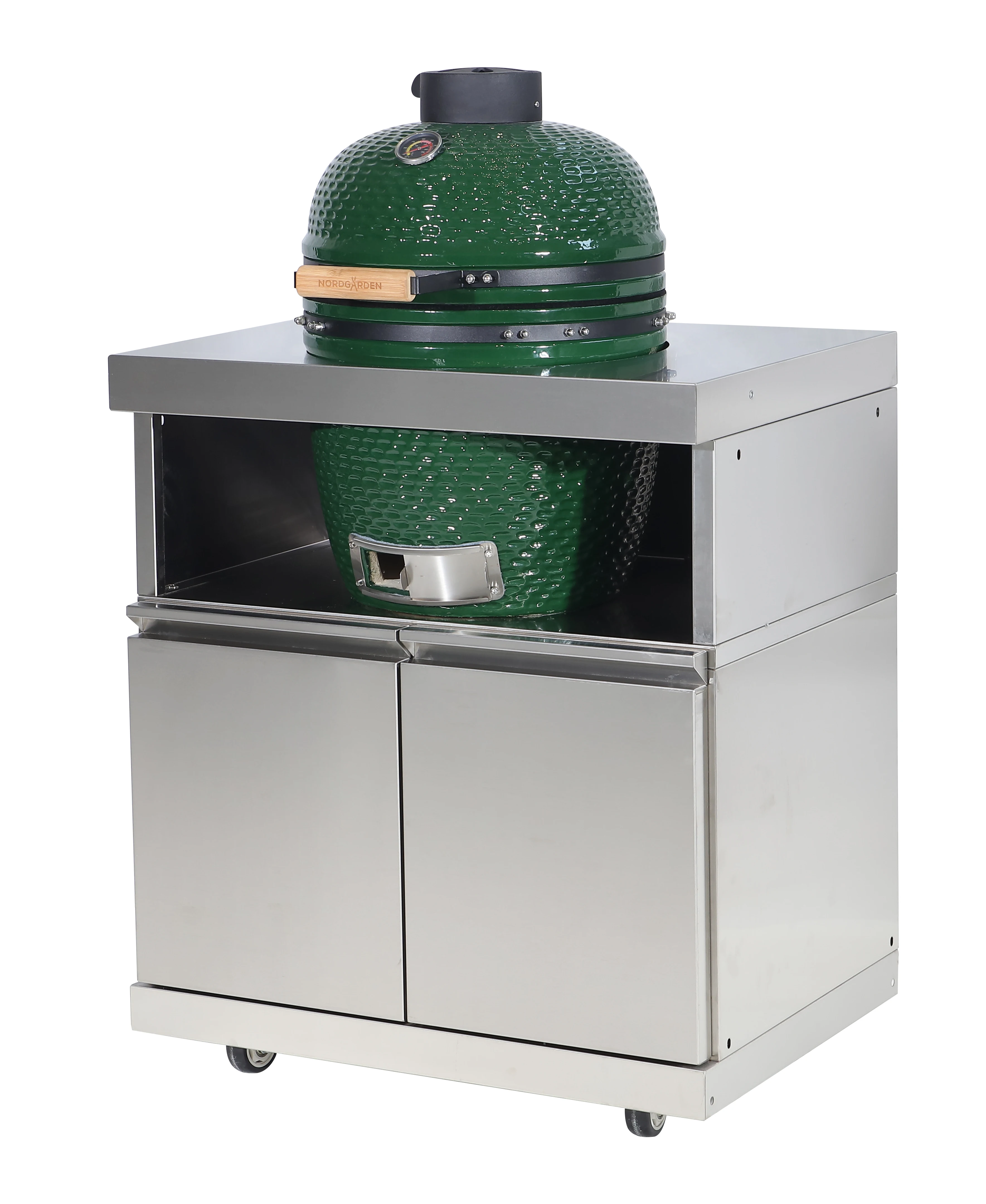 Courtyard 18-Inch Ceramic Kamado Grill with Cabinet Stainless Steel 304 BBQ Egg Green Charcoal Green Egg Grill