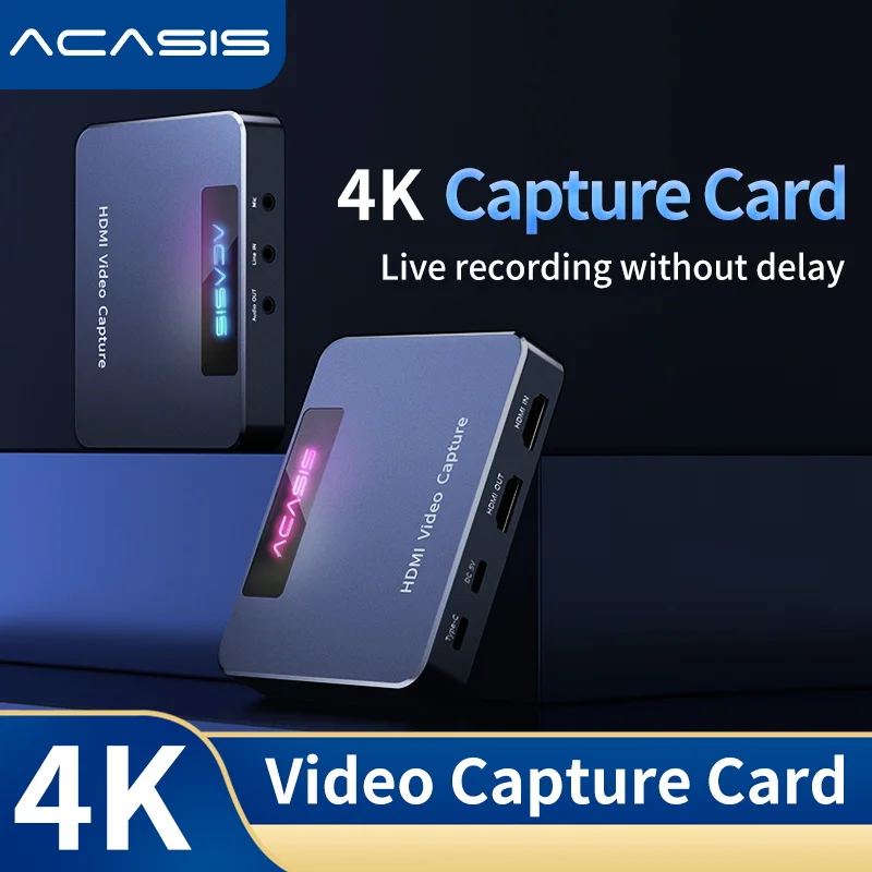 ACASIS HDMI-compatible Capture Card 4K Input 1080p 280Hz Output USB 3.0 Audio Video Record DSLR Camera Action Cam Stream Gaming