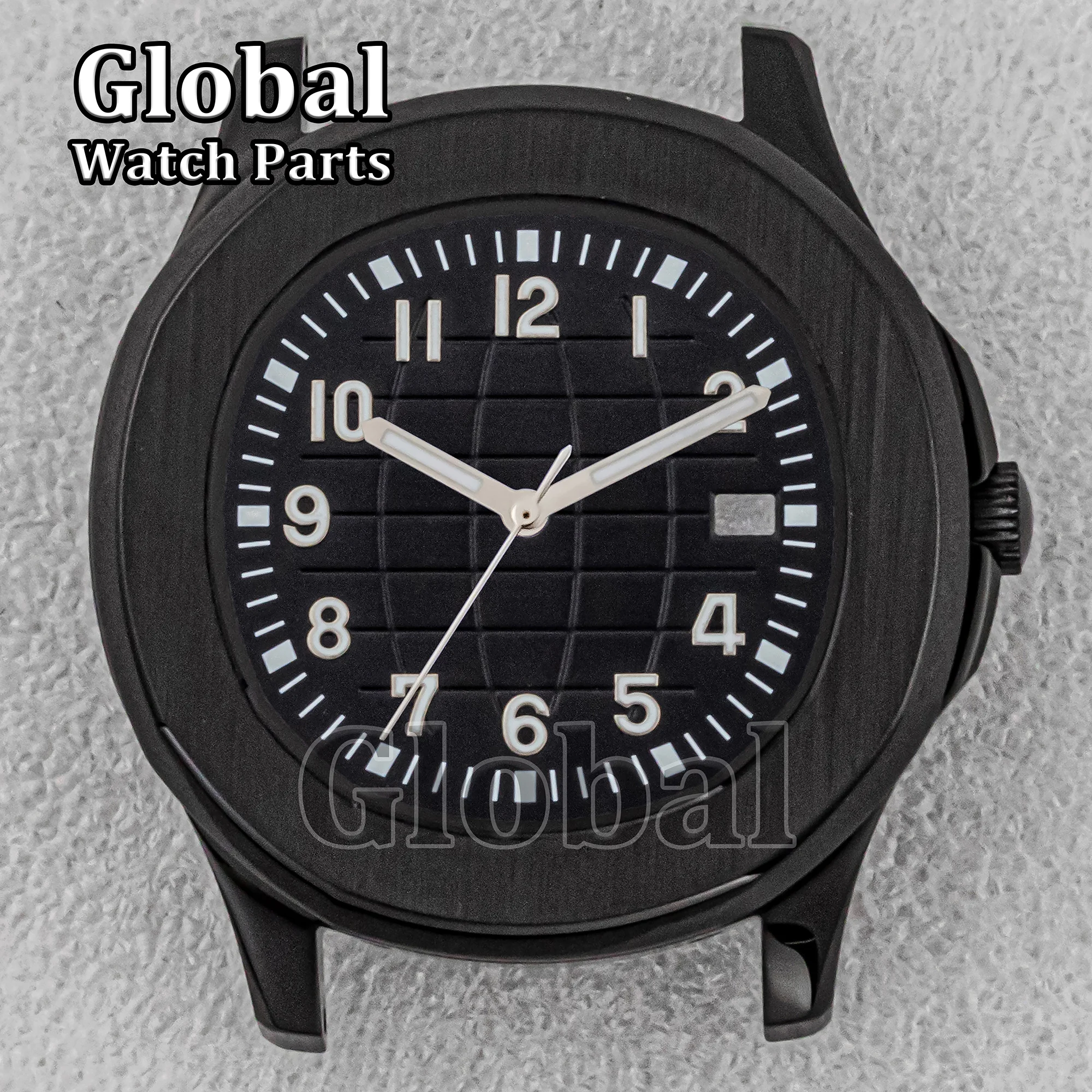 アクアノートノーチラス時計ケースステンレス鋼黒 42 ミリメートルメンズ時計ケースダイビング 50 メートル防水ガラス底時計アクセサリー