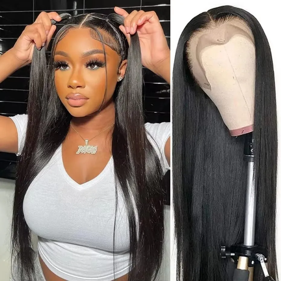 30 38 Inch 13x4 13x6 HD Transparent Bone Straight Lace Front Human Hair Wigs 200 Density Brazilian Human Hair Wigs For Women