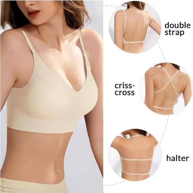 Soutien-gorge dos nu sans coutures, multiposition, sans armatures, dos nu, brassière rembourrée, bretelles de maintien, soutien-gorge convertible