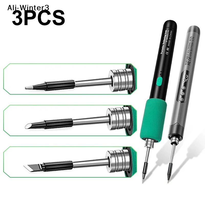 

CCA83-3Pcs Soldering Iron Tip USB Soldering Iron Tip 5V Battery Soldering Iron Tip Soldering Rework Accessories