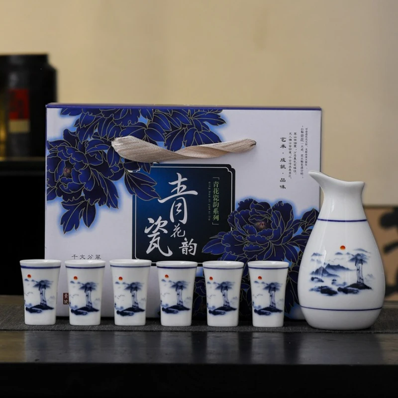 7Pcs/set Ceramics Japanese Style Sake Pot Cup Baijiu Cup Set Household Kitchen Traditional Drinking Barware Set Friend Gift 2025