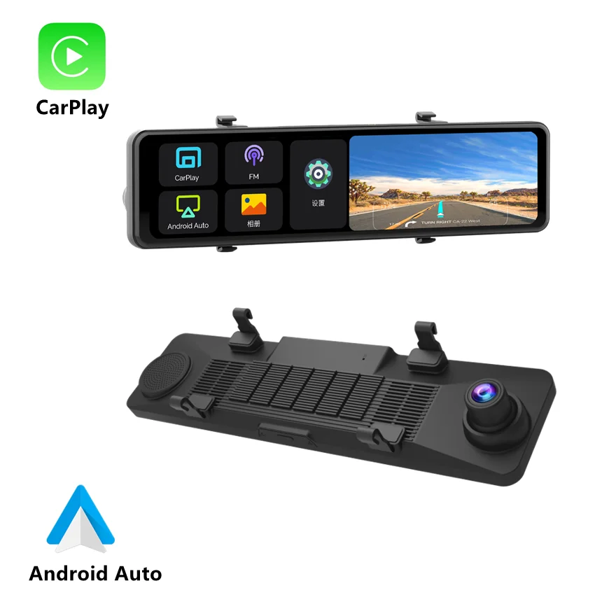 12 inch IPS touch screen 4G/5G GPS Navigation driving recorder 4K 1080P rearview mirror wireless CarPlay dash cam