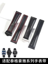 Breathable Hole Carbon Fiber Watch Band for TAG Heuer F1 Monaco Waterproof Sweat-Proof Leather Watch Band 22mm Watch Accessories