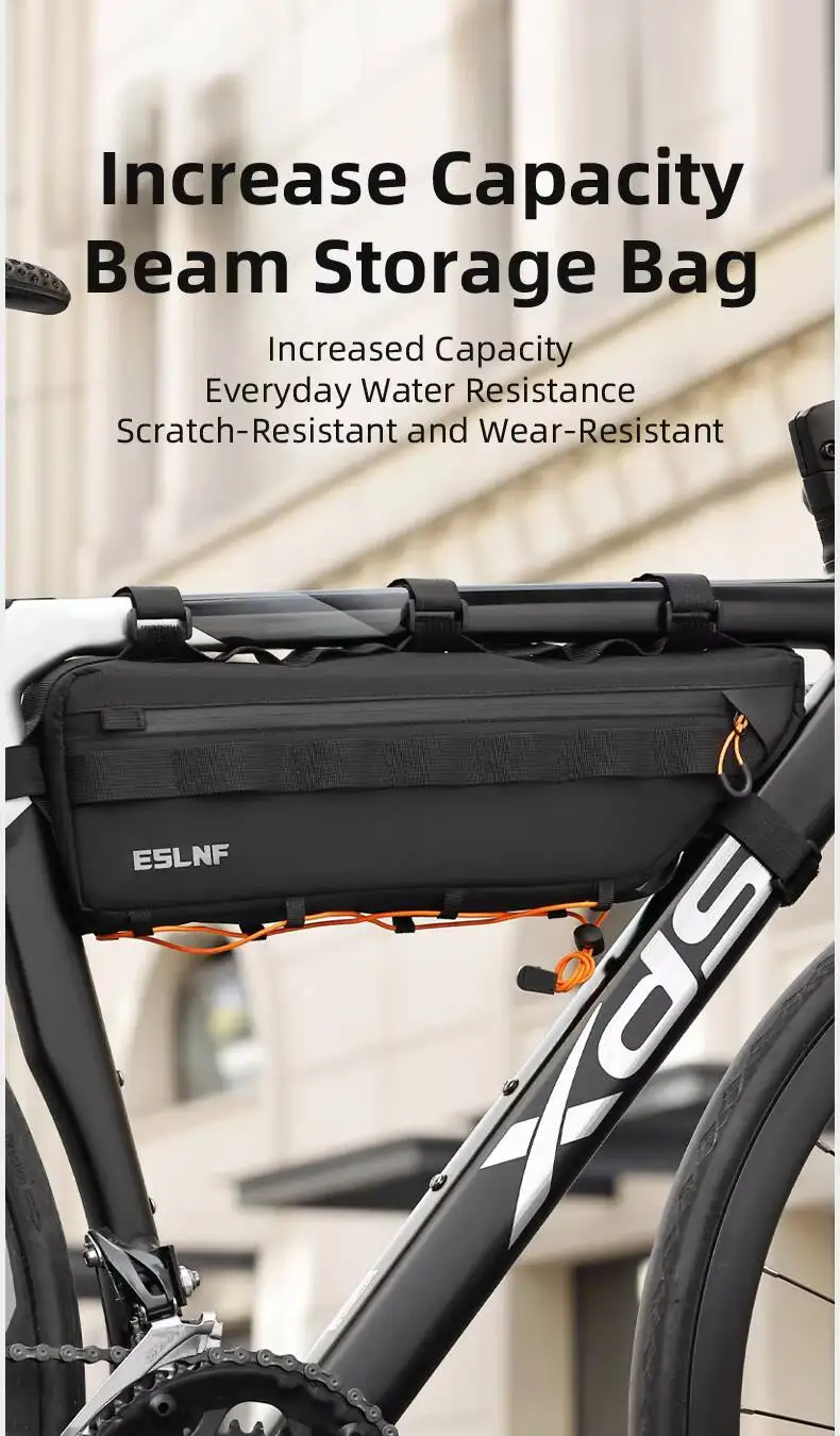 ESLNF Fahrrad-Oberrohrtasche für Fahrräder, große Kapazität, stabile Befestigung, langlebige, wasserdichte Innentaschen für Werkzeuge, Telefone – Detail 2