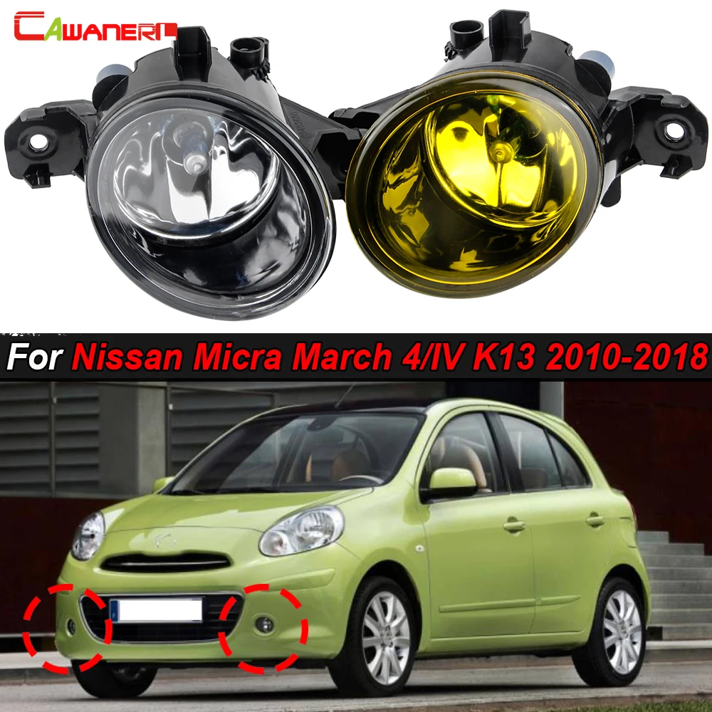 2 X Car Fog Light Assembly Glass Lens Lampshade + H11 LED Halogen Bulb For Nissan Micra March 4/IV K13 2010-2018