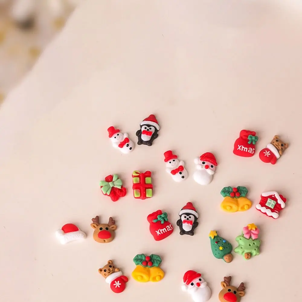 20 stks Cartoon Kerst Nail Art Decoratie Kerstboom Kerstman Nail Art Accessoires Lichtgevende Hars Nail Art Ornament
