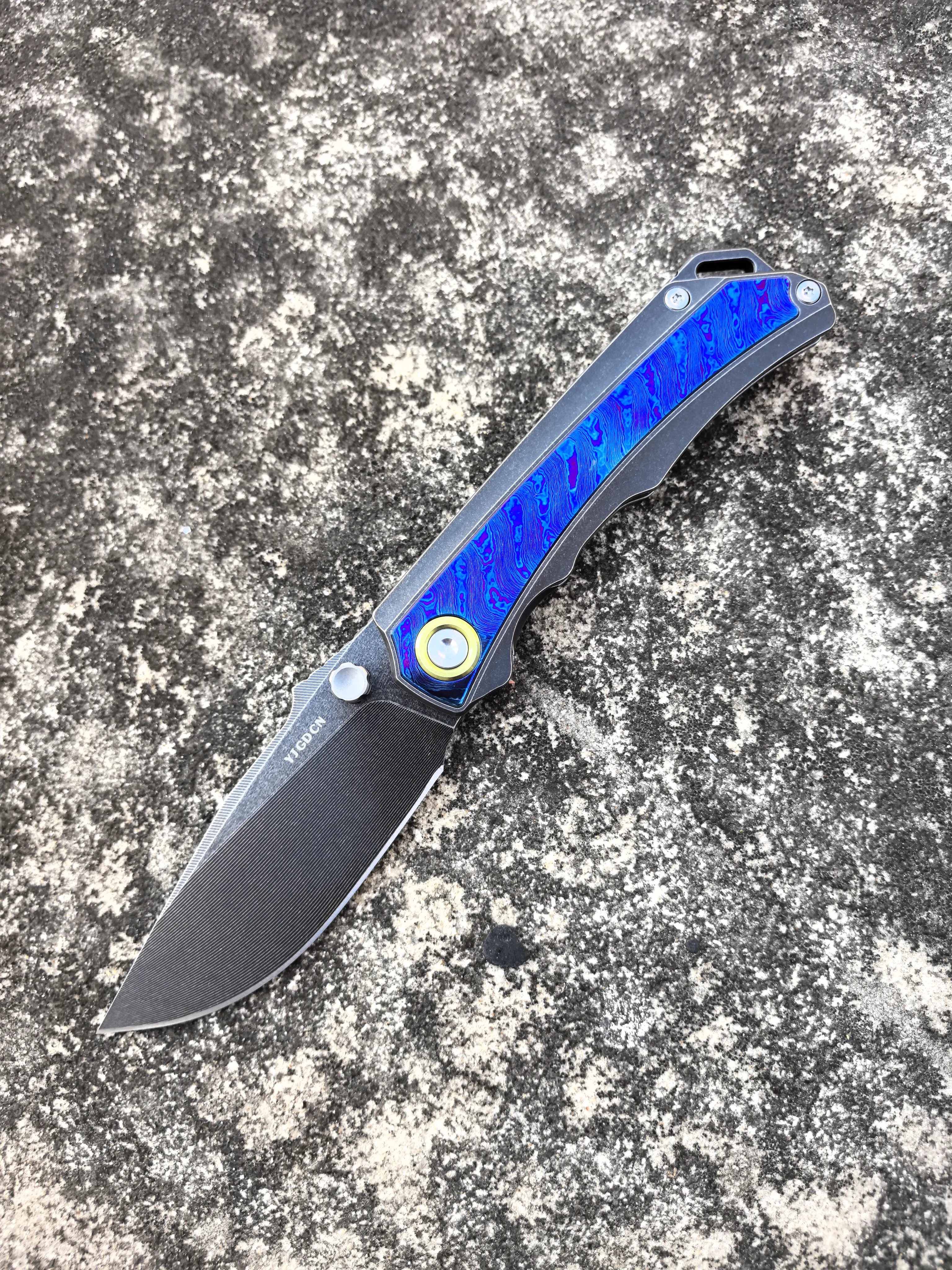 YJGDCN RIHE Design Folding Pocket Knife M390 powder steel Blade Titanium Handle Outdoor Camping Fishing EDC Tool YJ2524