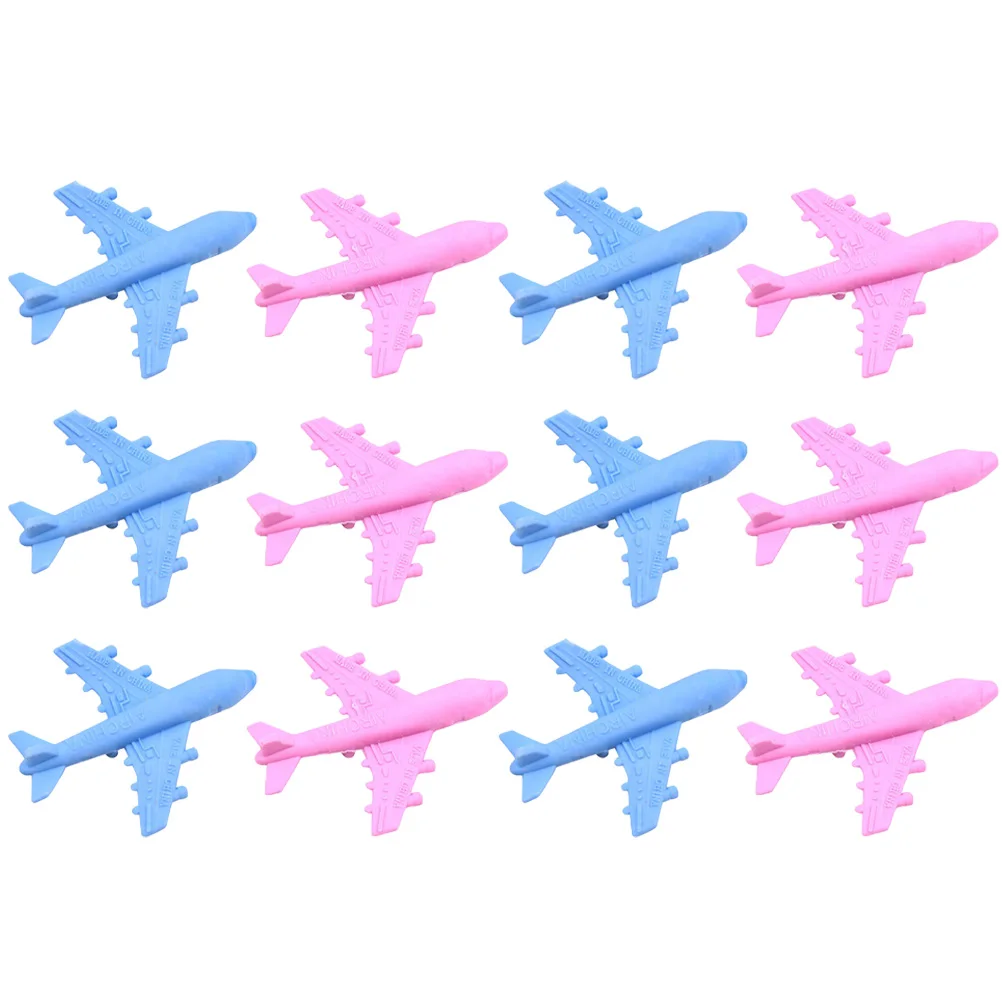 12 قطعة ممحاة على شكل طائرة من المطاط اللطيف لممحاة قلم رصاص ذات سطح أملس - لوازم مدرسية صديقة للناعمة