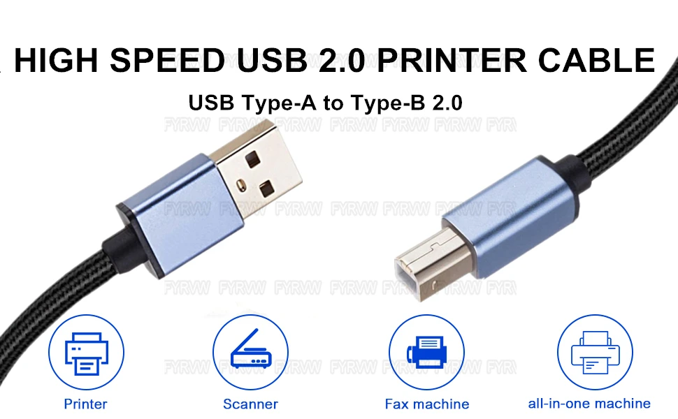 USB-Drucker kabel USB-A-B-Drucker kabel USB-Midi-Scanner kabel USB 2.0-Druckerkabel für HP Canon Dell Epson Lexmark 3m 5m Kabel – Detail 1