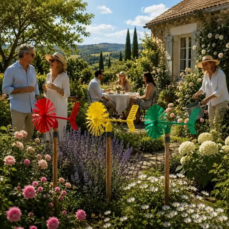 Outdoor Windmill Decoration Garden Wind Spinner 3d Printed Garden Windmill with Weathervane Colorful Outdoor Yard for Patio