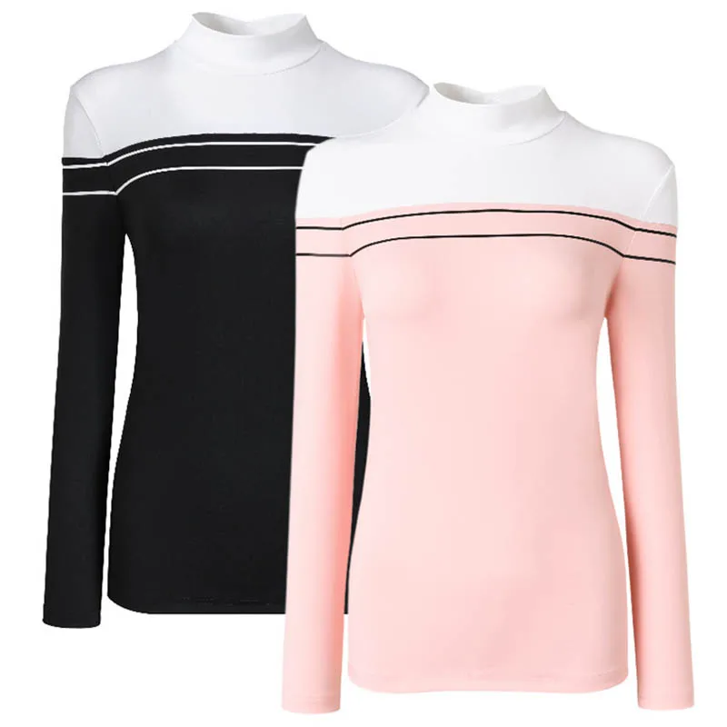 

PGM Golf Women Striped Shirt Ladies Long-Sleeve Quick-Dry T-Shirt Autumn Spring Patchwork Golf Tops Lady Stand Collar Sportswear
