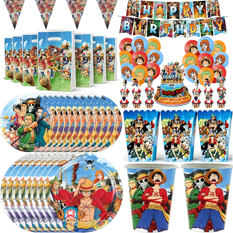 Decoración para Fiesta de Cumpleaños, Juego de Vajilla Desechable de Papel de una Pieza, Vasos, Platos, Servilletas, Artículos para Fiestas, Llavero, Pulsera para Bolsas