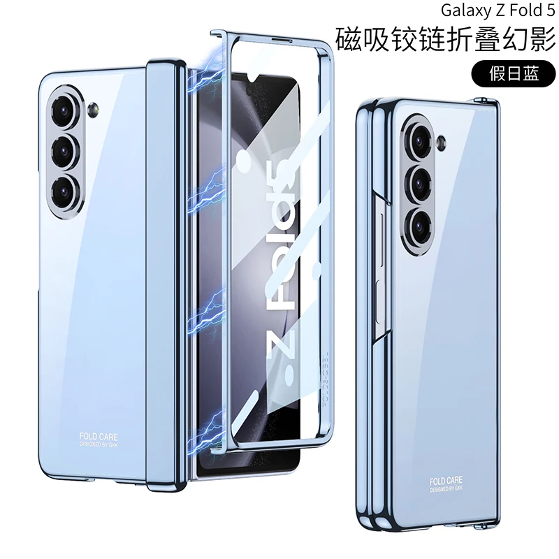 

For Samsung Galaxy Z Fold 6 Case Shell Film Integrated Electroplating Transparent Folding Hinge Full Protective Shockproof Cover