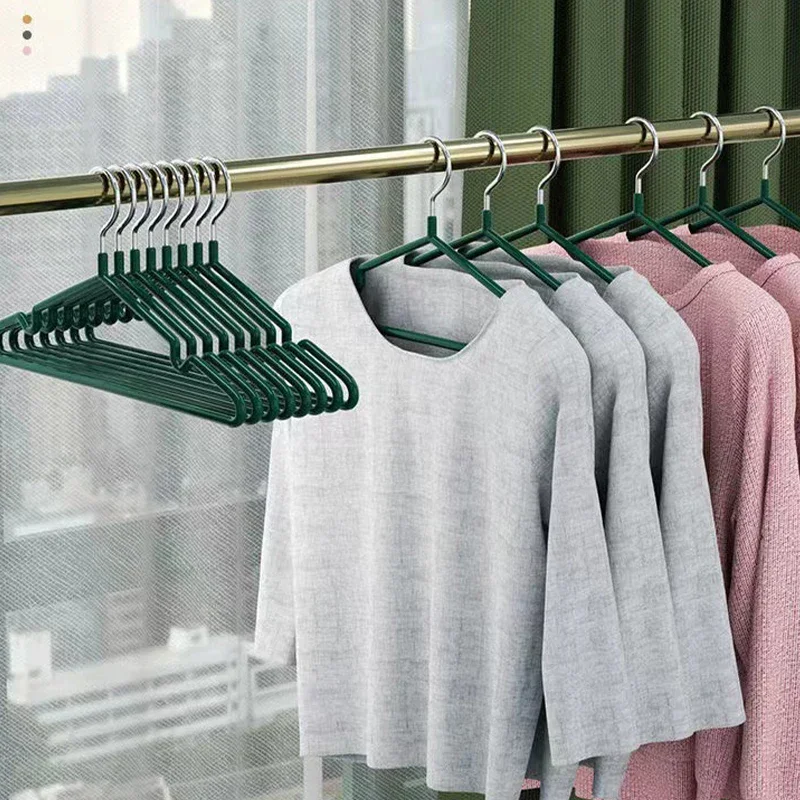 Stainless Steel Hanger Home Bold Clothes Drying Clothes Hanger Hook Up Non-Slip Dipping Thicken No Trace Adult Hanger