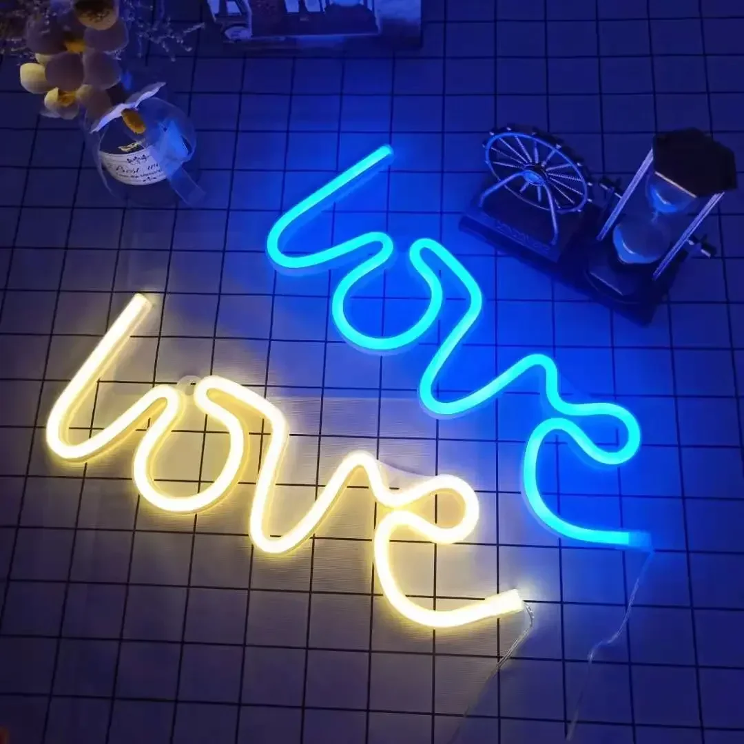 Love Neon Light Sign LED Letter Night Lamp Battery USB Powered Nightlight for Christmas Valentine\'s Proposal Wedding Decor