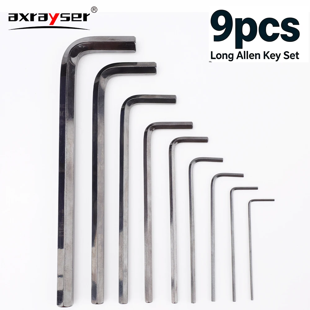 9pcs Long Allen Key Set L Hex Key Wrench Kit for Allen Screw Laser Cutting Head Maintenance Precision Machine Repair Assembly