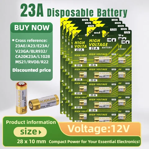 Batteria alcalina 12V A23 23A 23GA A23S E23A EL12 MN21 MS21 V23GA L1028 GP23A LRV08 per telecomando campanello giocattolo batteria a secco