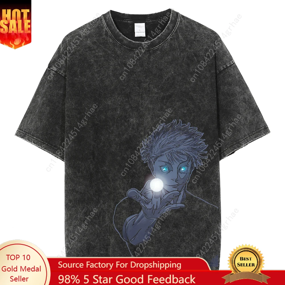 Harajuku أنيمي ريترو الحرم الجامعي طباعة 100% القطن الرجال الصيف نمط جديد القطن الخالص طاقم الرقبة ضئيلة قصيرة الأكمام تي شيرت حجم كبير #1