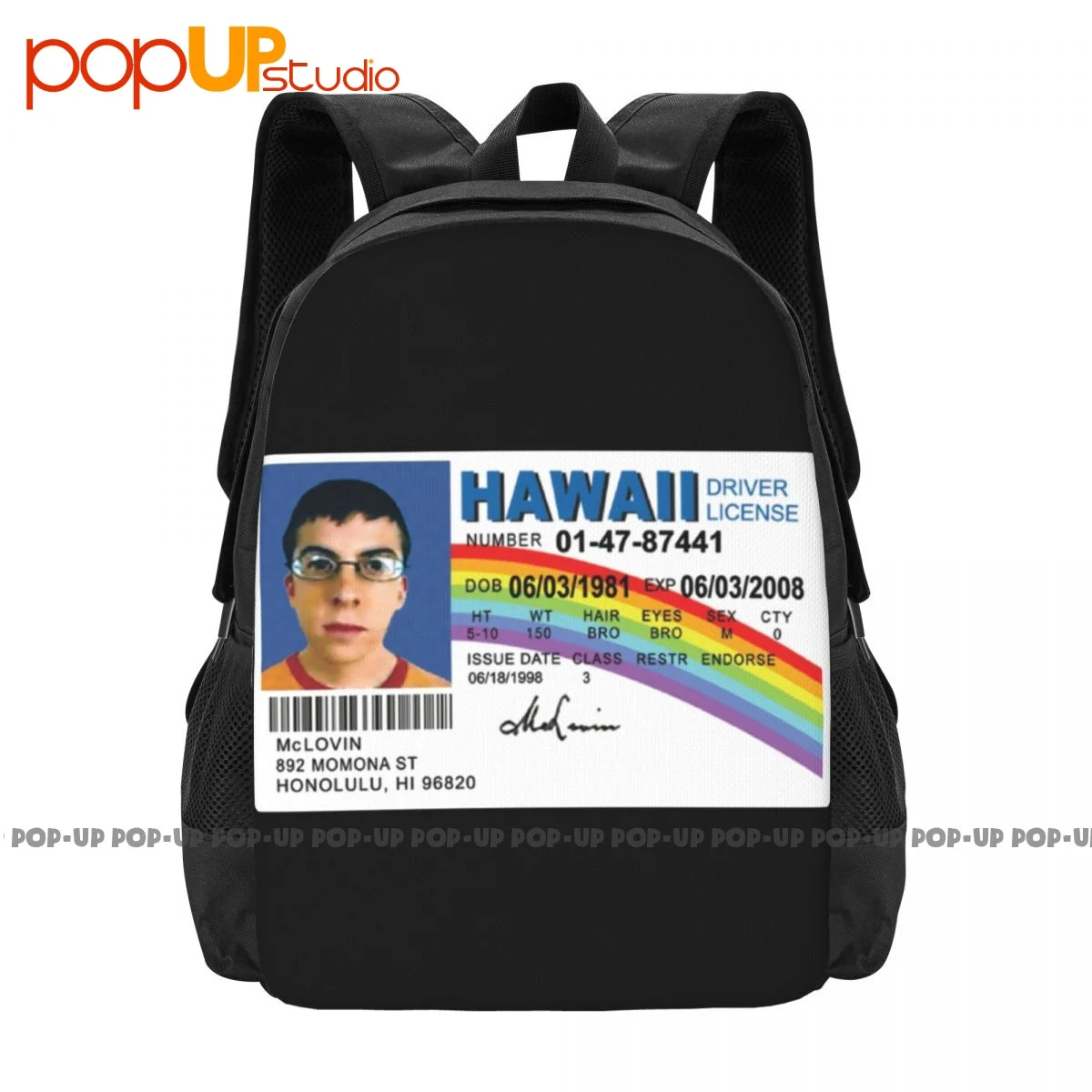 Mclovin License Super Bad Movie Tv Backpack Large Capacity School Training Shopping Bag Riding Backpack