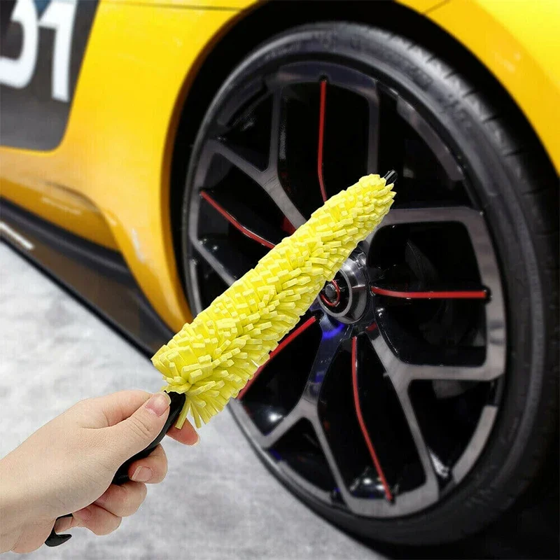 Car Rim Scrubber Wheel Brush Tire Cleaning Brush Tool Cleaner Duster Handle Motorcycle Truck Wheel Car Wash Brush Accessories