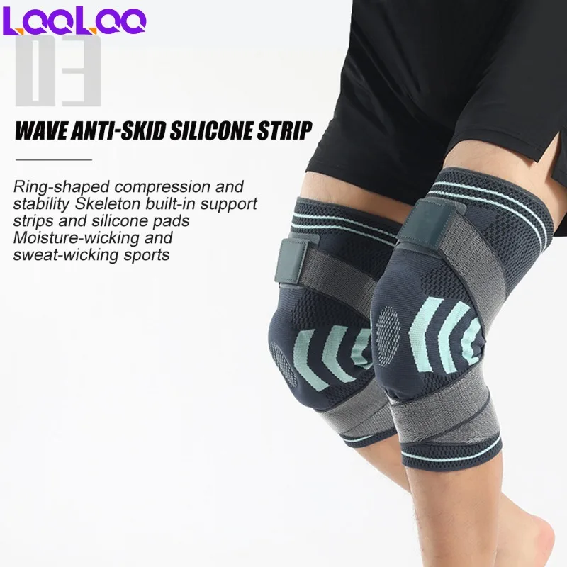 1Pcs Knee Brace Support with Adjustable Straps,Knee Compression Sleeve Support with Built-in Silicone Pad & Side Spring Bars