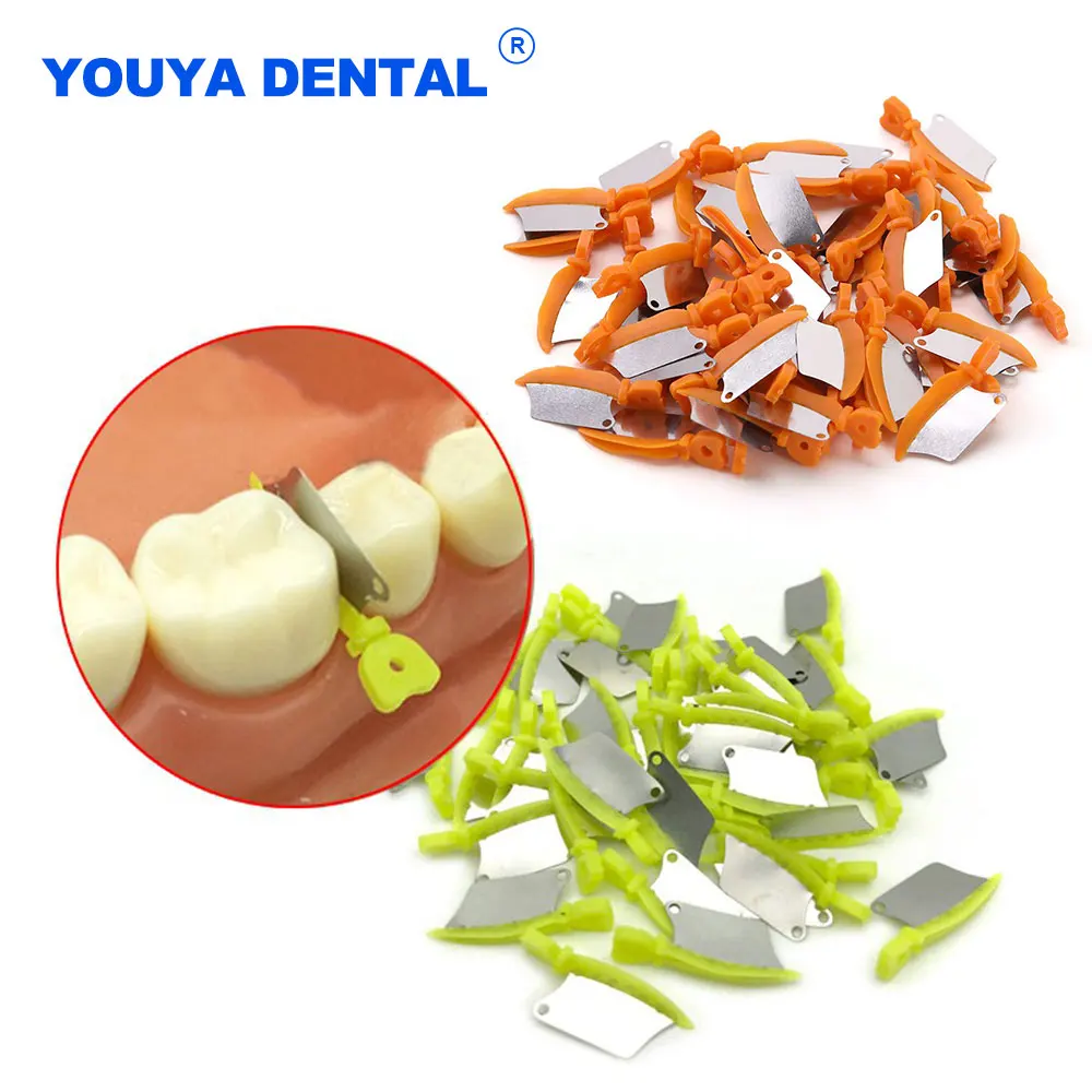 

50Pcs/Pack Prime Teeth Interproximal Dental Plastic Wedges Knife With Protection Blades Dental Steel Matrix Dentisty Material