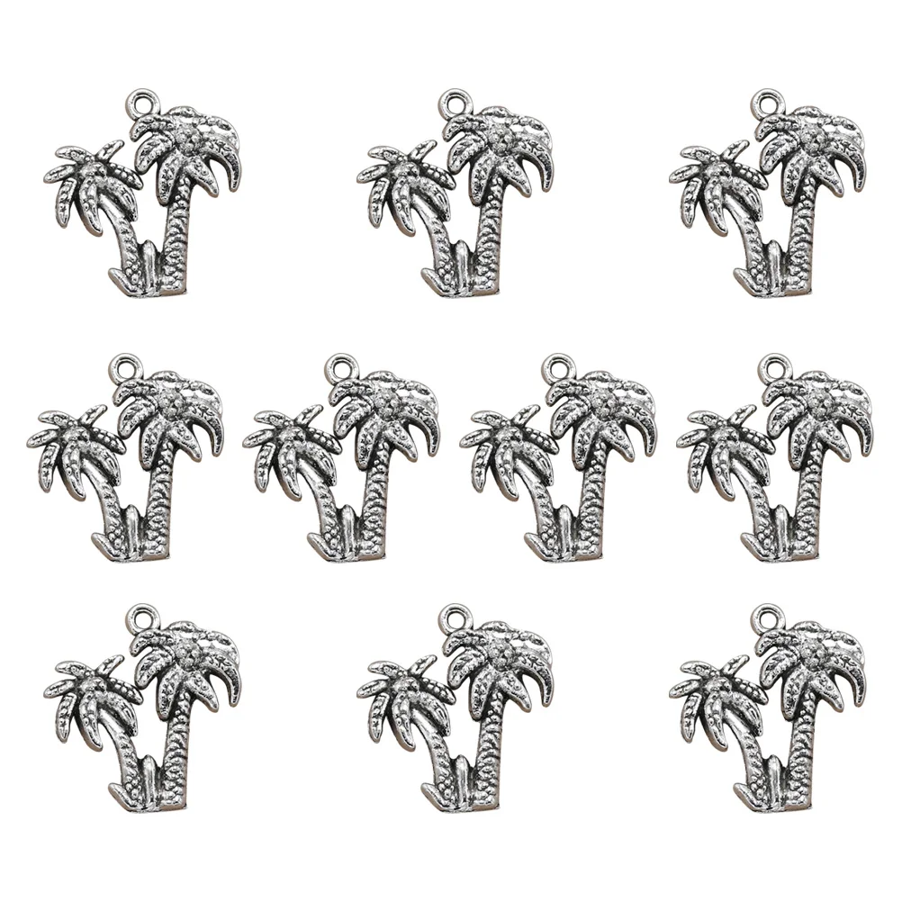 

10PCS Coconut Tree Pendant Alloy Silver Charm Durable Jewelry Making Pendants Necklace Bracelet Earrings Accessories DIY