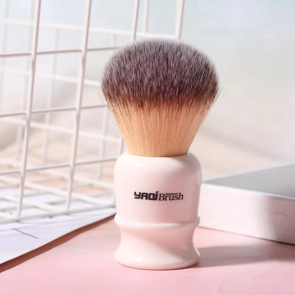 YAQI 22mm مقبض أبيض أصفر عقدة الشعر الاصطناعية الرجال فرشاة الحلاقة الرطبة YAQI فرشاة الحلاقة