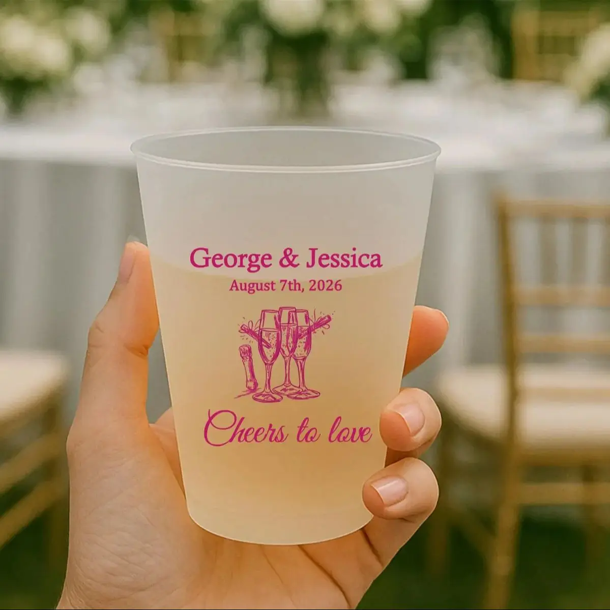 

Personalized Frosted Wedding Cups: Cheers to Love Party Favors