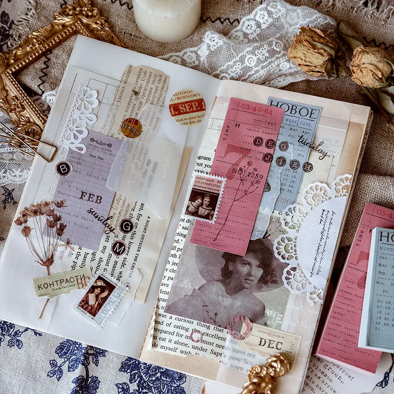 100 Pcs/Set City Notes Series Memo Pad Vintage Travel Ticket Bill Sticky Notes Mini Planner Stationery School Office Supplies