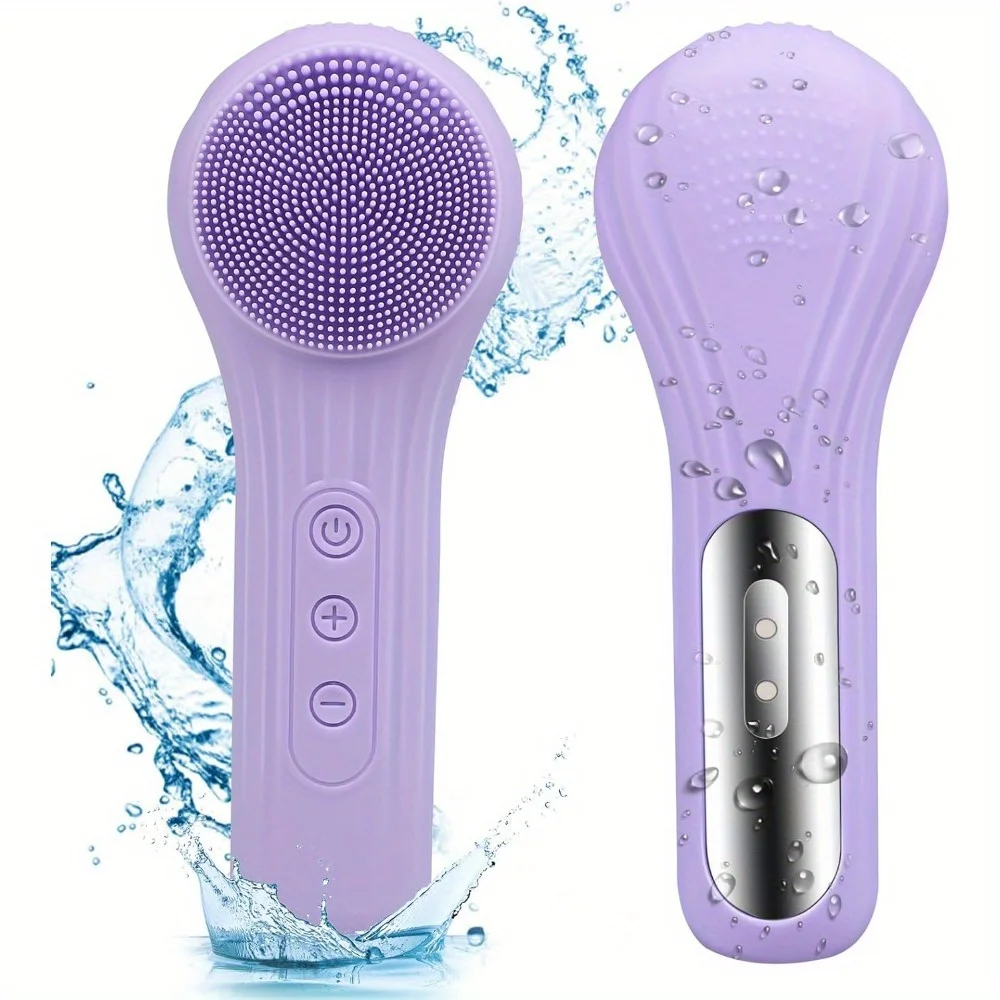 Electric facial cleanser brush, silicone face washer, USB charging constant temperature heating vibration massage cleaning brush