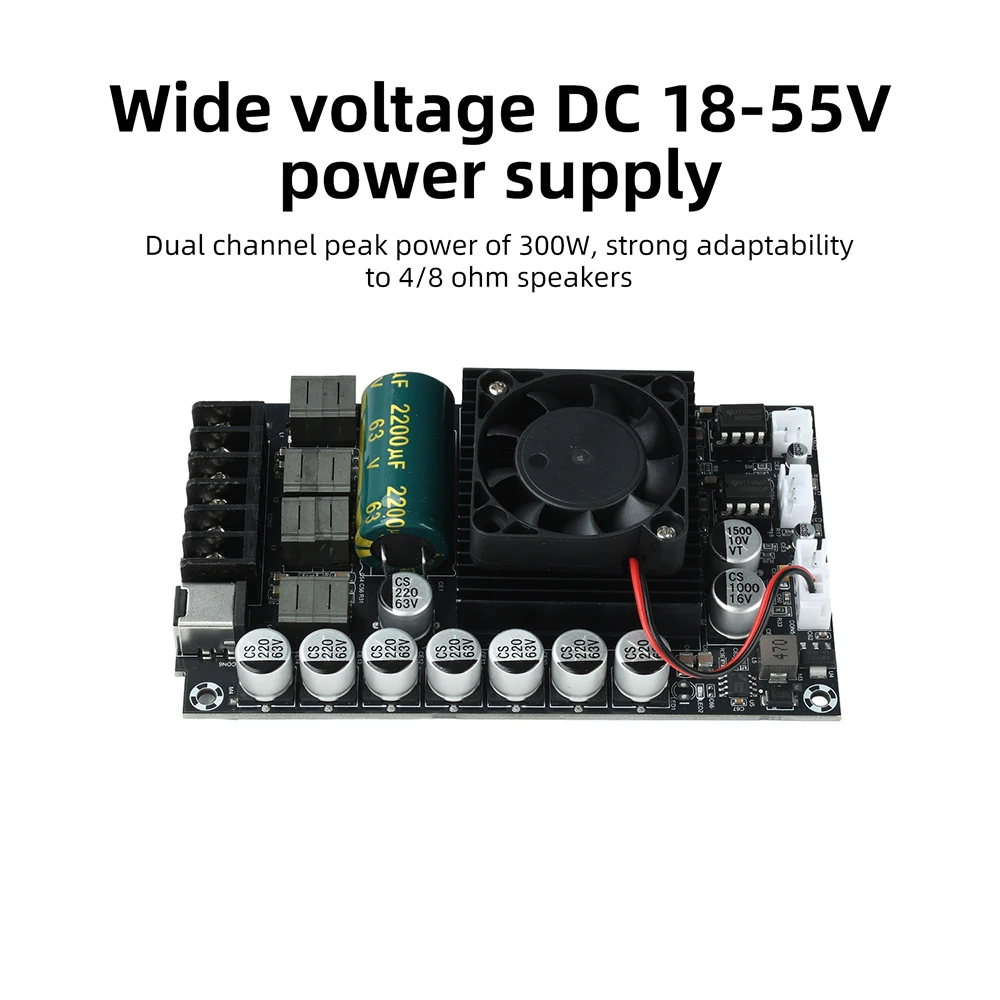 DC 18-55V TPA3255 Fever HIFI Digital Amplifier Board 300W+300W High Power Stereo Amplifier Module No Bluetooth