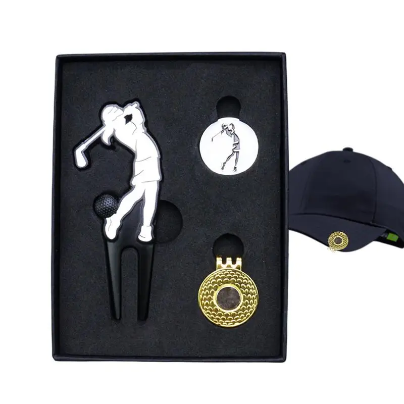 

Golf Green Ball Marker Golf Green Hat Clip Position Marker And Ball Fork Sports Fan Golf Equipment Divot Repair Green