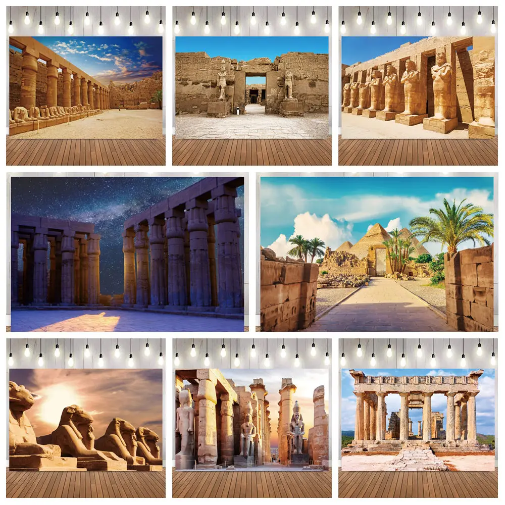 Egyptian Ancient Ruins Pyramid Sphinx Scenery Photography Background Historical Architecture Portrait Home Decor Photo Backdrop