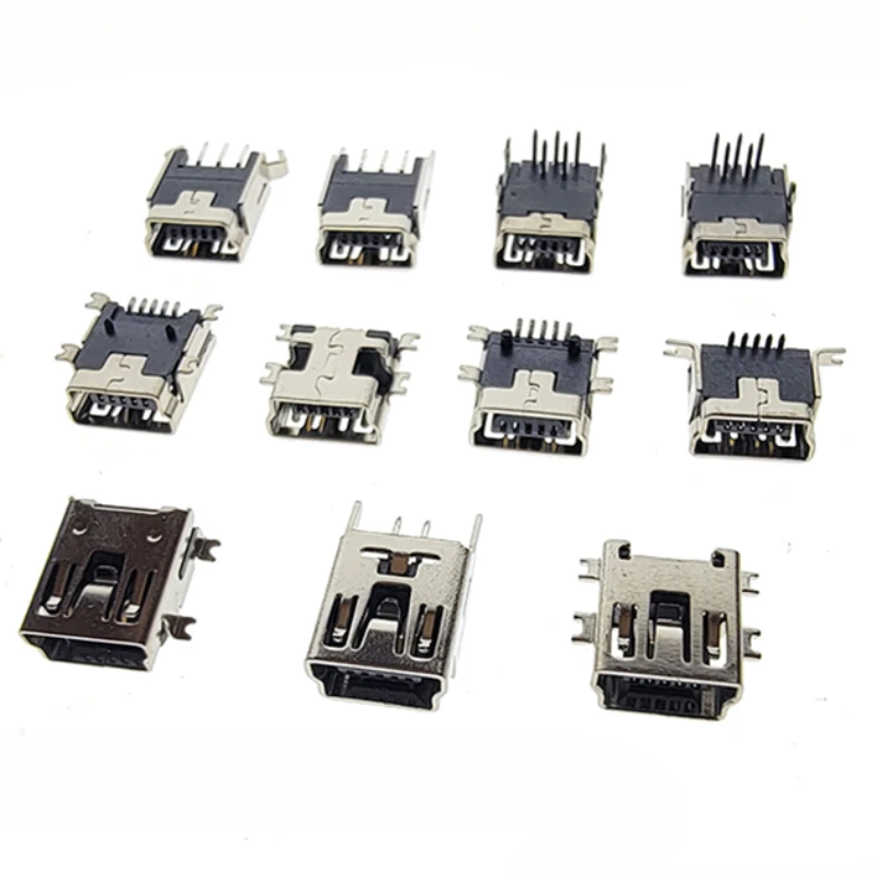 

10Pieces 9Types Mini USB Connector B Type USB 2.0 Jack 5pin SMT DIP PCB Board Sink 1.7 USB Socket Female Jack 2.0