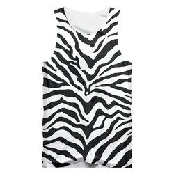 Black And White Leopard Print Tank Top 3D Print Street Hip Hop Summer Fashion Vest Summer Oversized Gym Clothing Round Neck Tops
